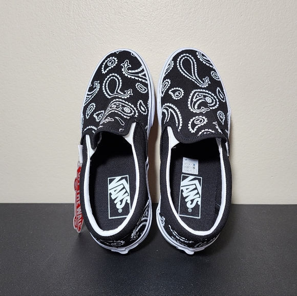 Vans Classic Slip On Black White Canvas Women's Shoes NEW - Picture 8 of 14